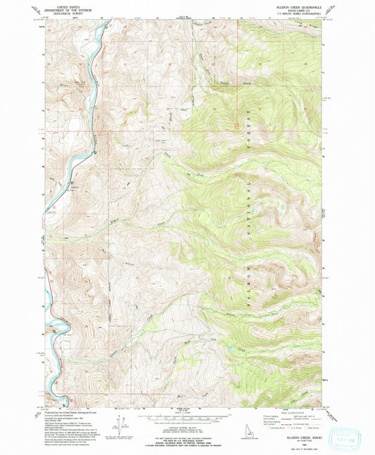 Classic USGS Allison Creek Idaho 7.5'x7.5' Topo Map Image