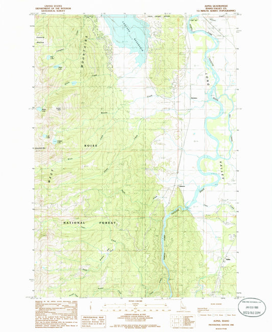 Classic USGS Alpha Idaho 7.5'x7.5' Topo Map Image