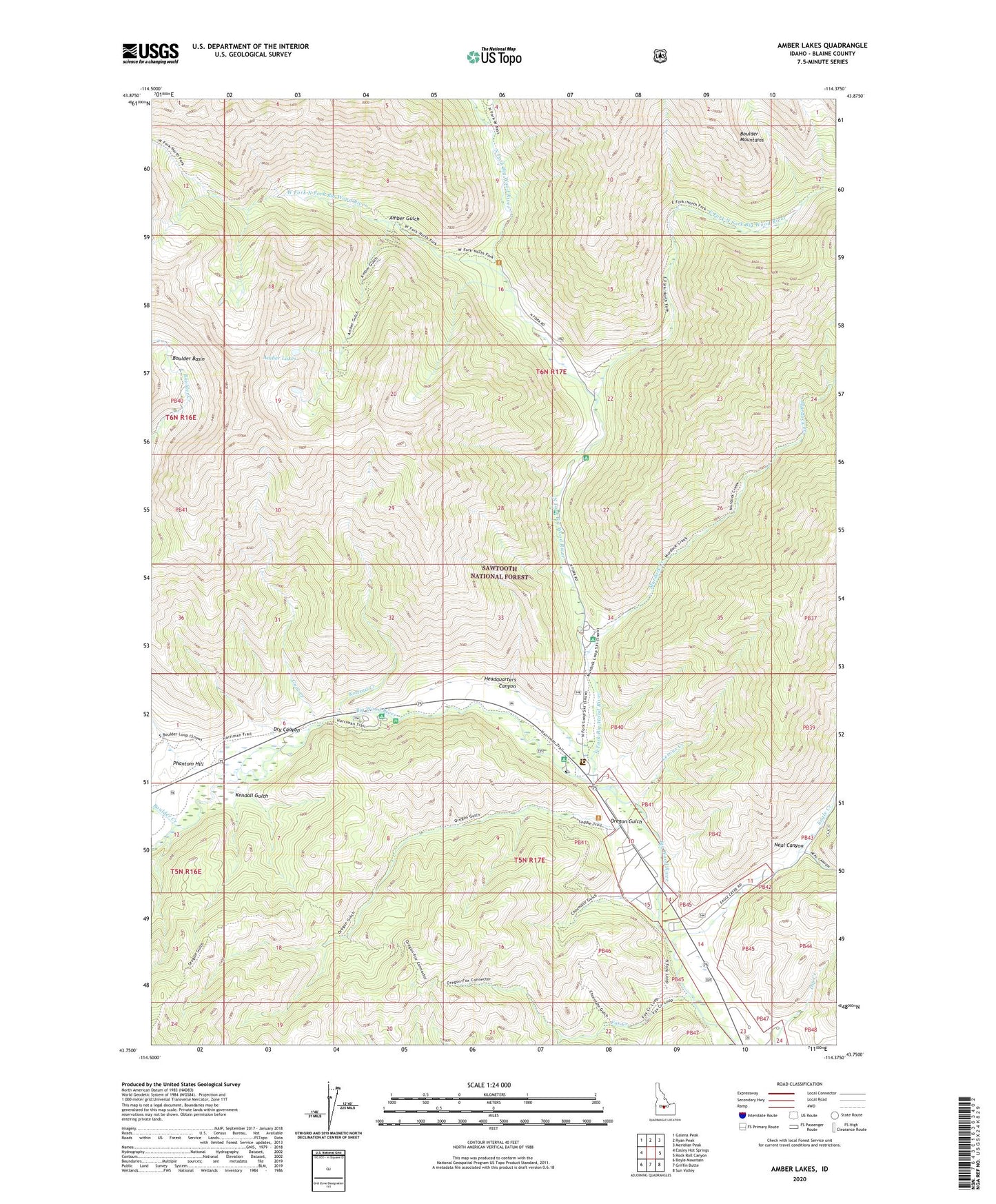 Amber Lakes Idaho US Topo Map Image