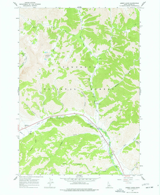 Classic USGS Amber Lakes Idaho 7.5'x7.5' Topo Map Image