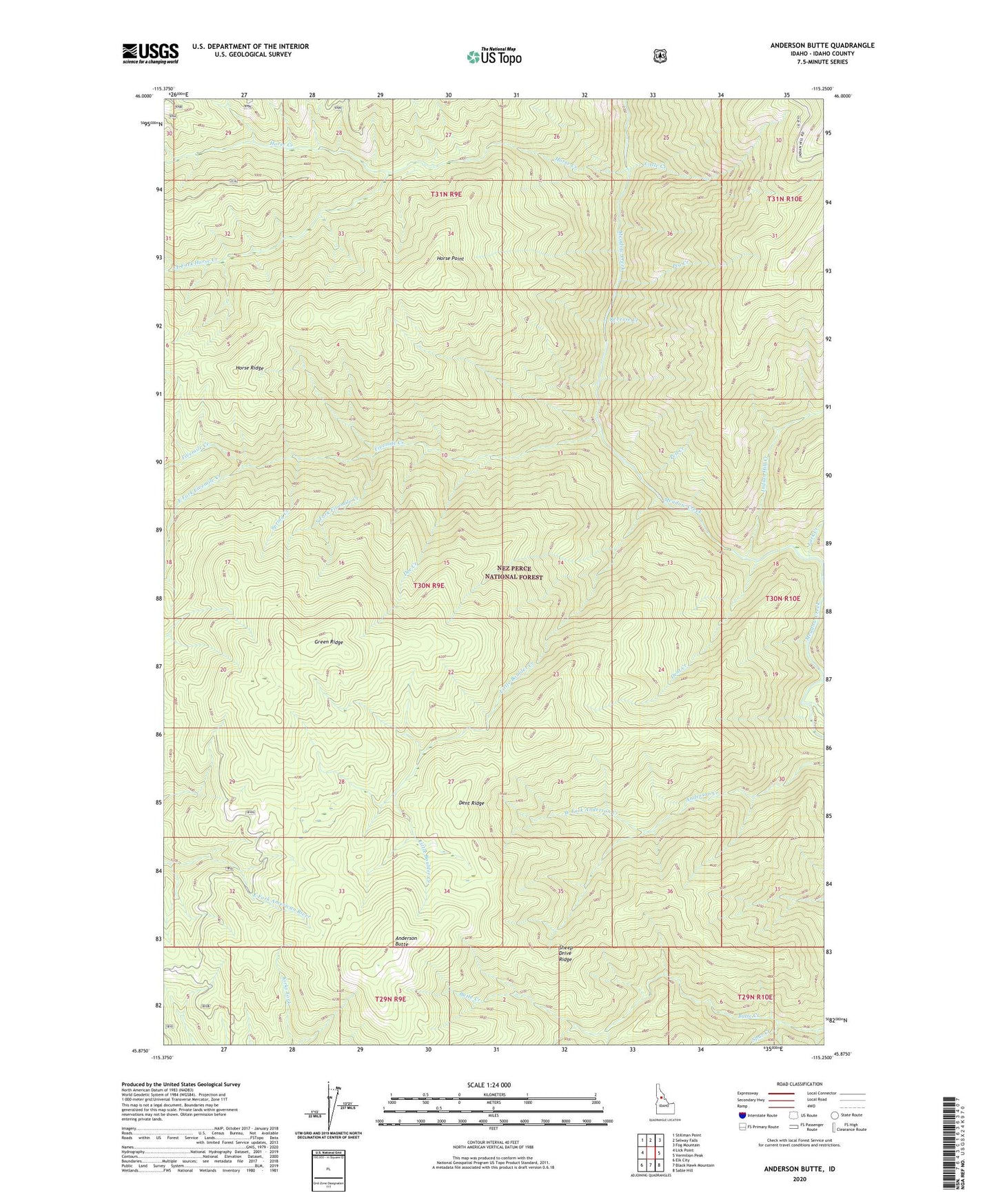 Anderson Butte Idaho US Topo Map Image