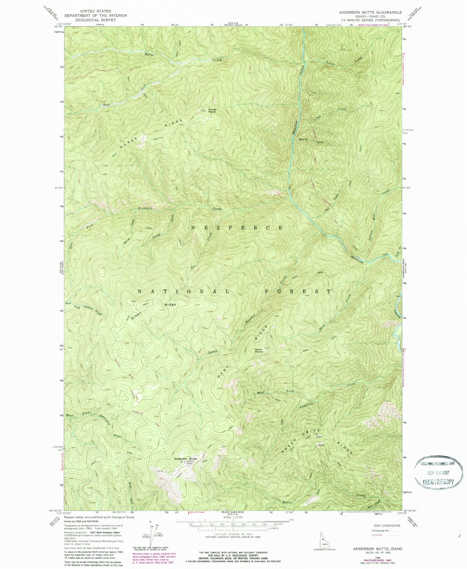 Classic USGS Anderson Butte Idaho 7.5'x7.5' Topo Map Image