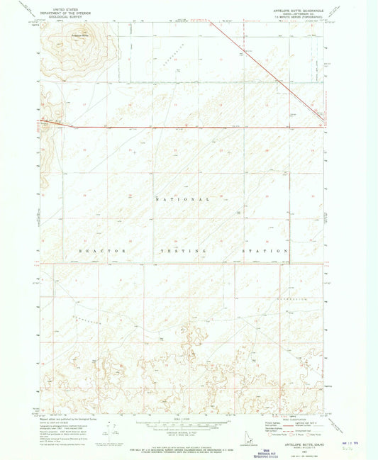 Classic USGS Antelope Butte Idaho 7.5'x7.5' Topo Map Image