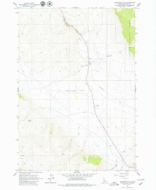 Classic USGS Antelope Flat Idaho 7.5'x7.5' Topo Map Image