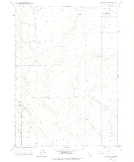 Classic USGS Antelope Lake Idaho 7.5'x7.5' Topo Map Image