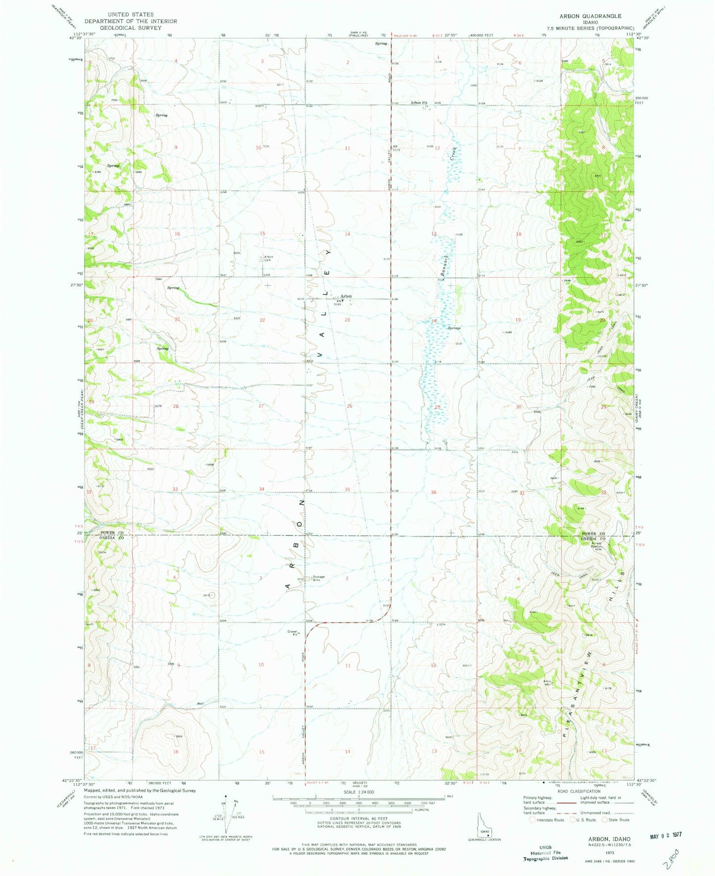Classic USGS Arbon Idaho 7.5'x7.5' Topo Map Image
