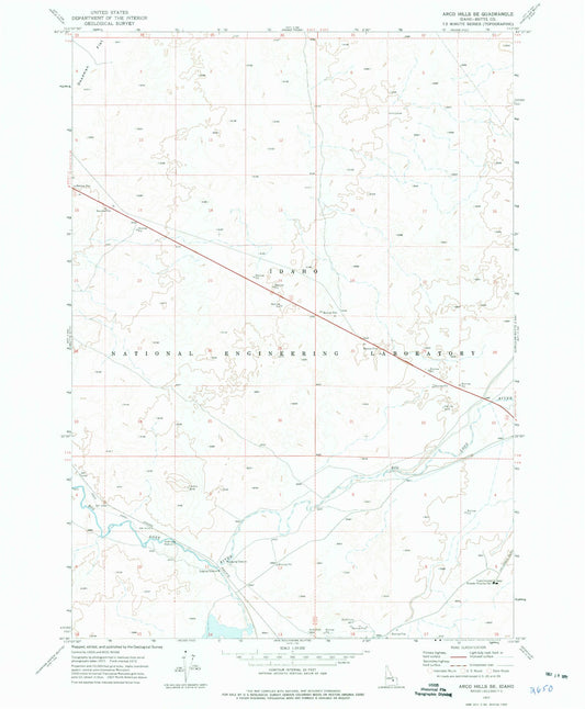 Classic USGS Arco Hills SE Idaho 7.5'x7.5' Topo Map Image