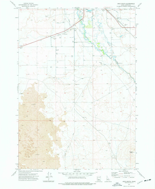 Classic USGS Arco South Idaho 7.5'x7.5' Topo Map Image