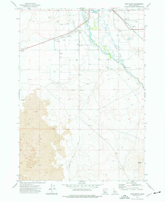 Classic USGS Arco South Idaho 7.5'x7.5' Topo Map Image