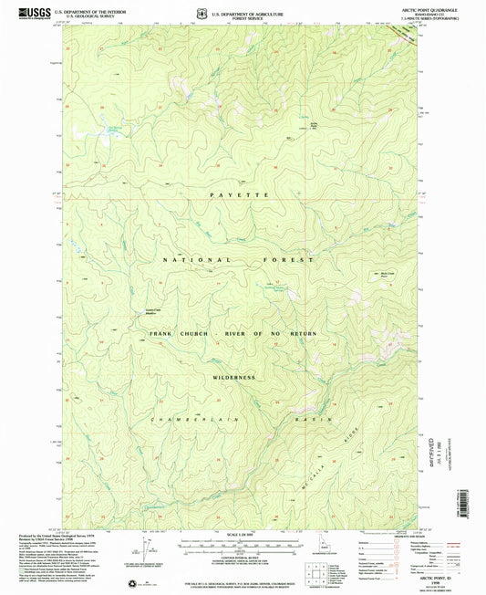 Classic USGS Arctic Point Idaho 7.5'x7.5' Topo Map Image