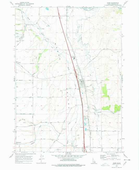 Classic USGS Arimo Idaho 7.5'x7.5' Topo Map Image