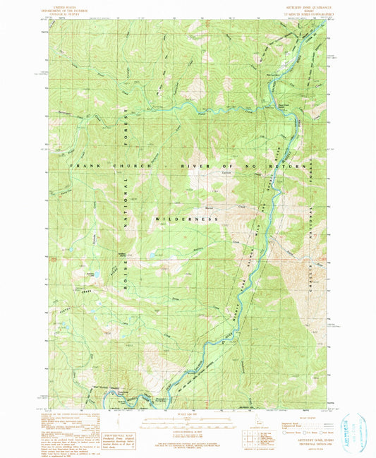 Classic USGS Artillery Dome Idaho 7.5'x7.5' Topo Map Image