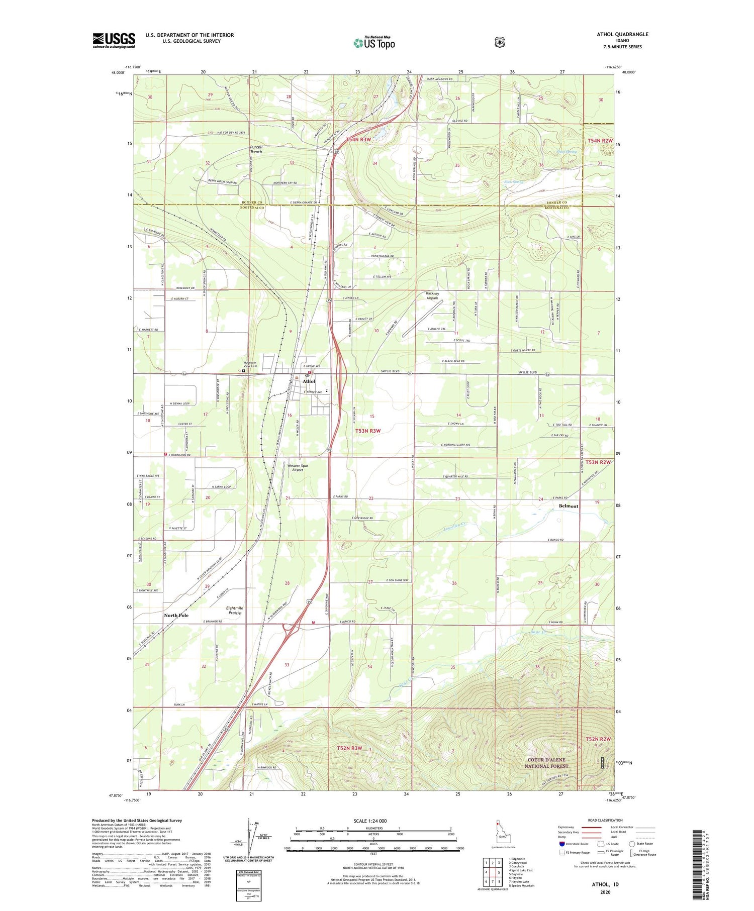 Athol Idaho US Topo Map Image