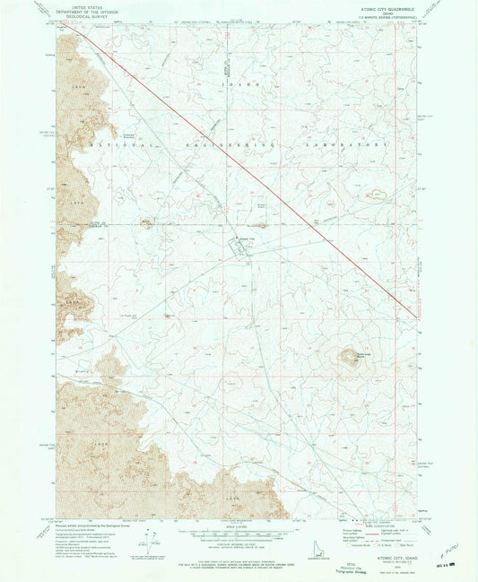 Classic USGS Atomic City Idaho 7.5'x7.5' Topo Map Image