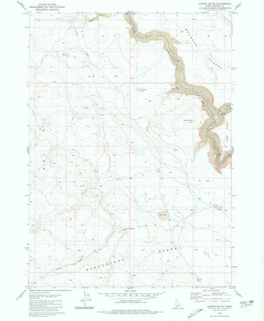 Classic USGS Austin Butte Idaho 7.5'x7.5' Topo Map Image
