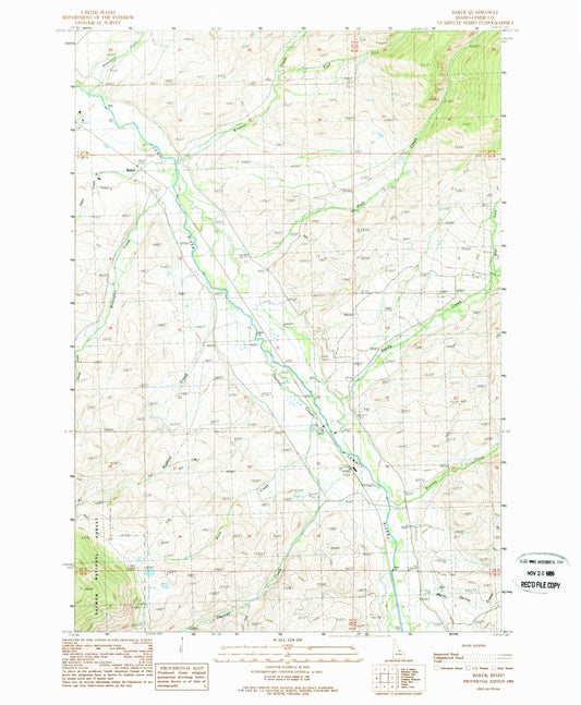 Classic USGS Baker Idaho 7.5'x7.5' Topo Map Image