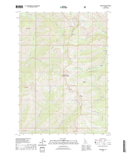 Baker Peak Idaho US Topo Map Image
