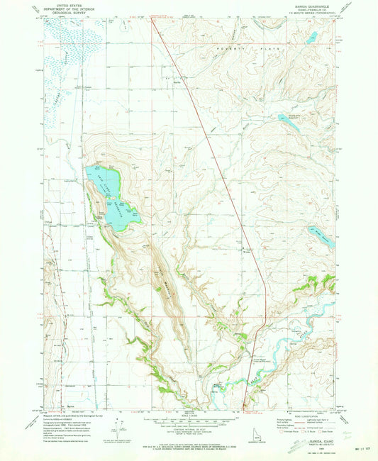 Classic USGS Banida Idaho 7.5'x7.5' Topo Map Image