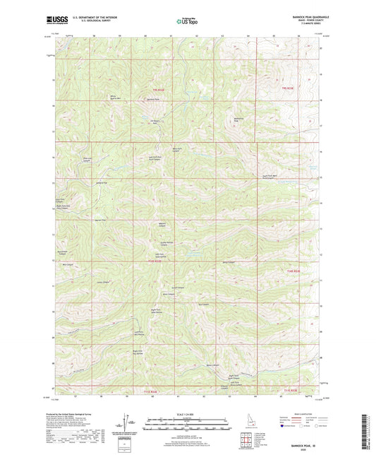 Bannock Peak Idaho US Topo Map Image