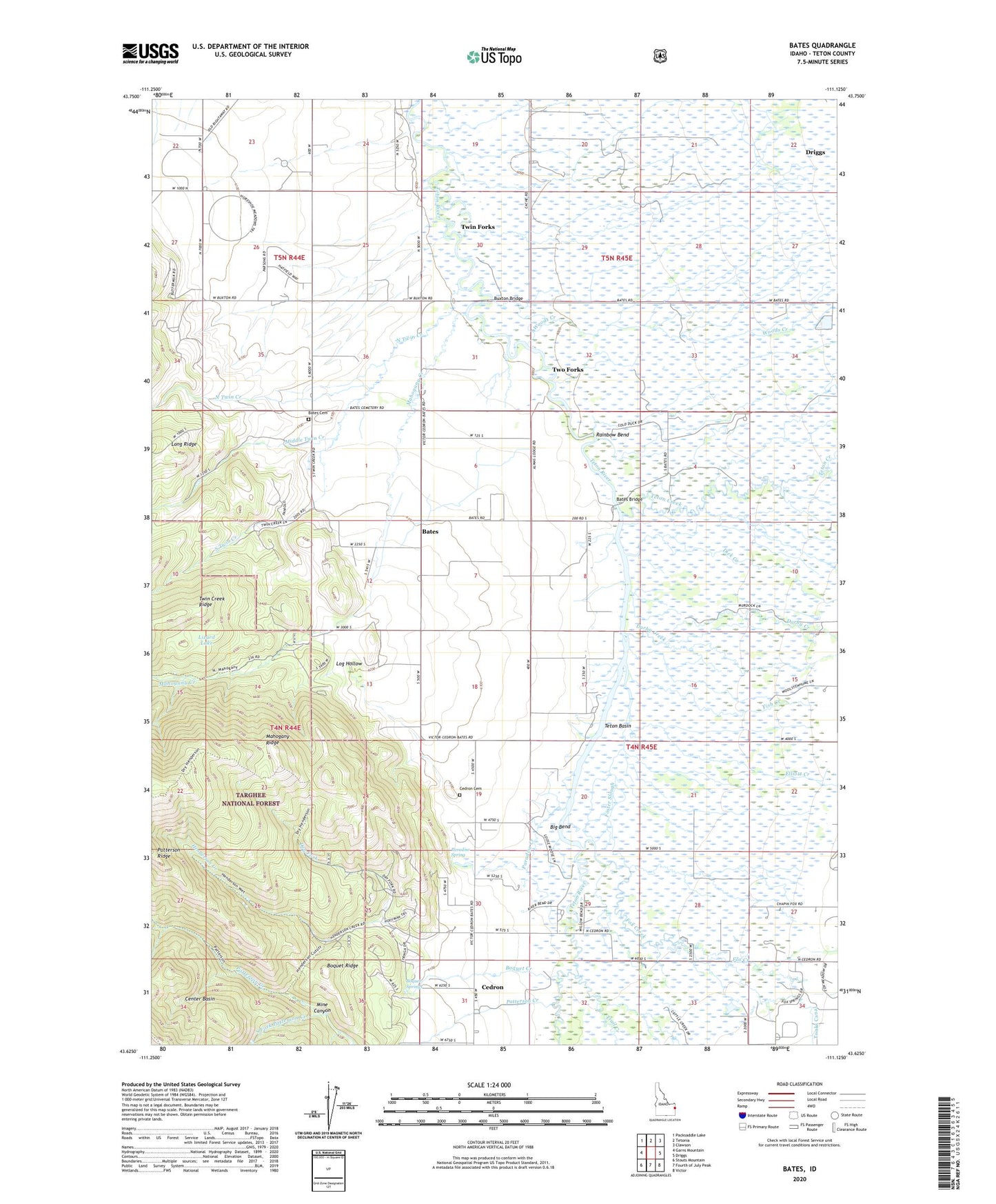 Bates Idaho US Topo Map Image