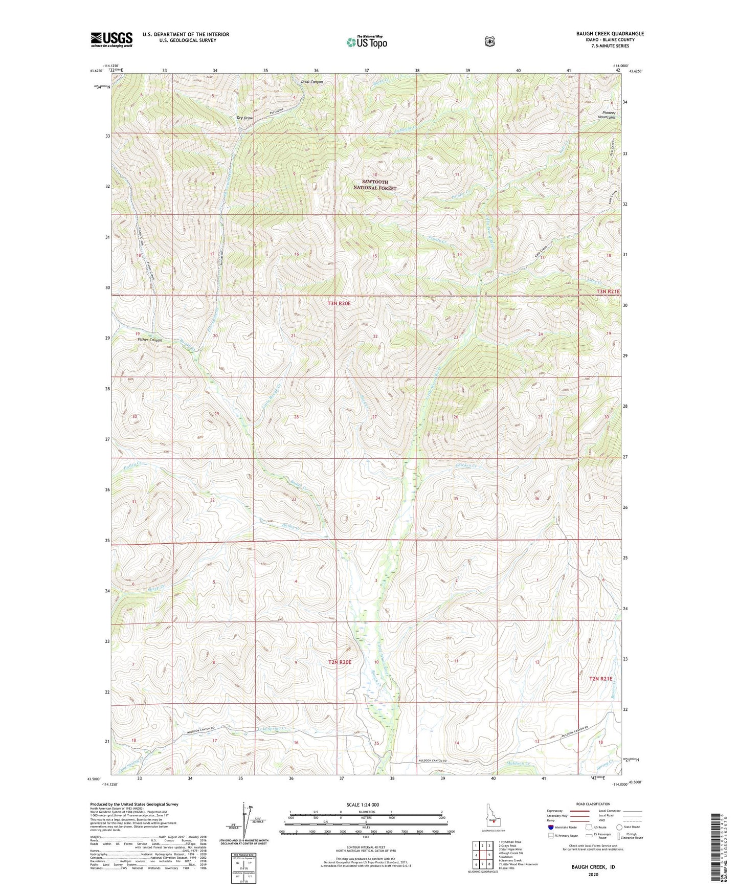 Baugh Creek Idaho US Topo Map Image