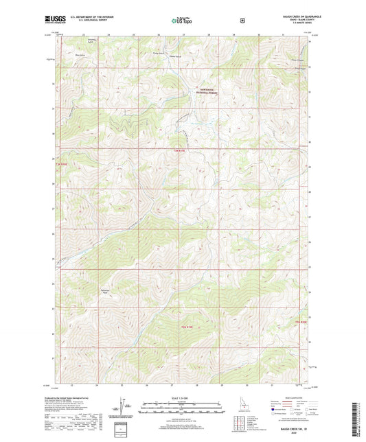 Baugh Creek SW Idaho US Topo Map Image