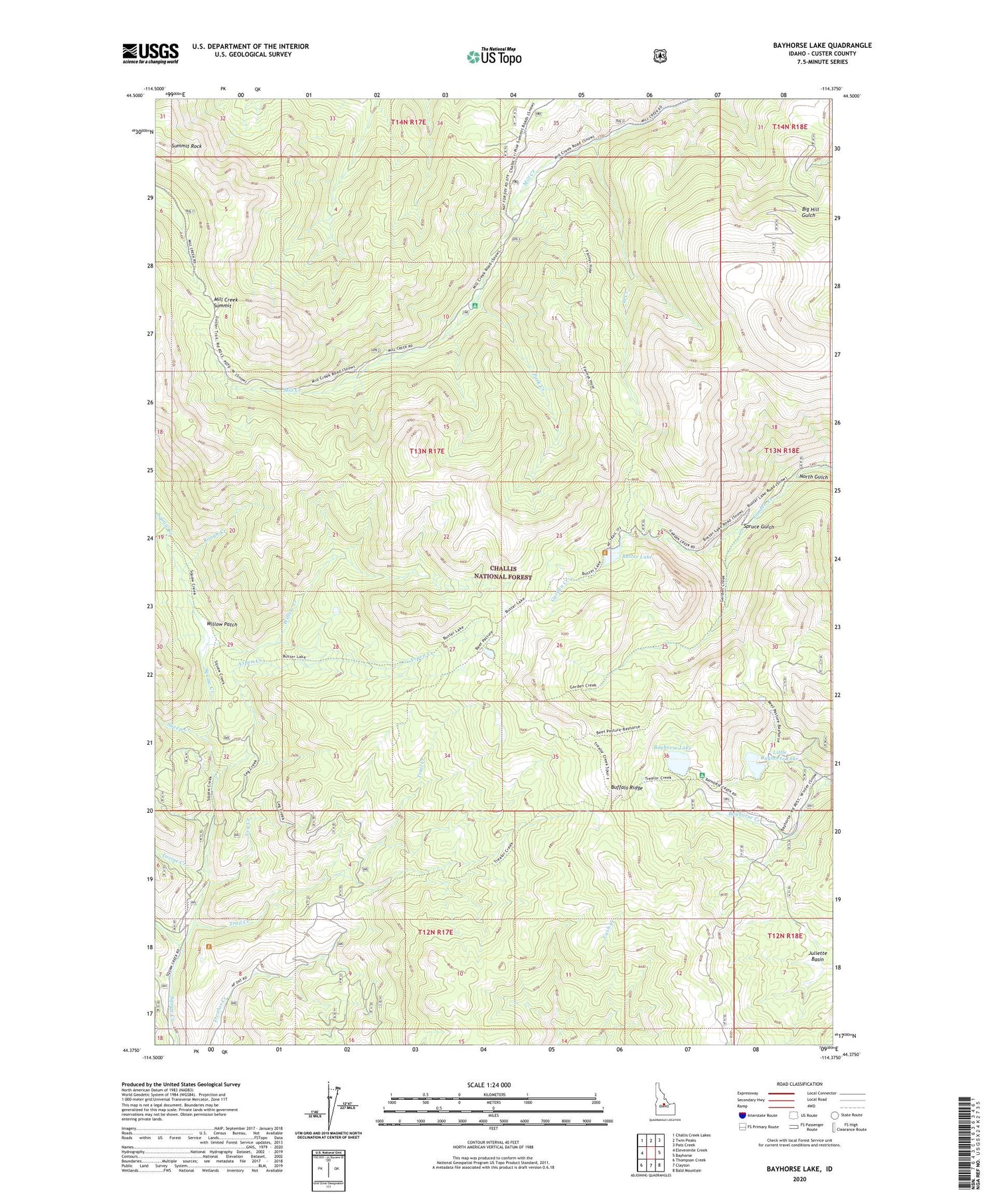 Bayhorse Lake Idaho US Topo Map Image