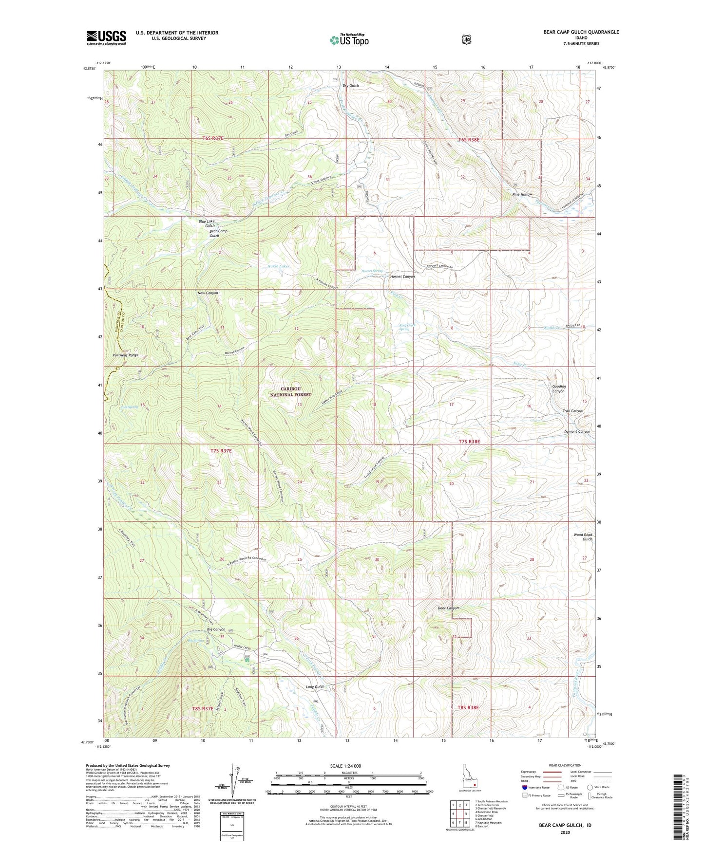 Bear Camp Gulch Idaho US Topo Map Image