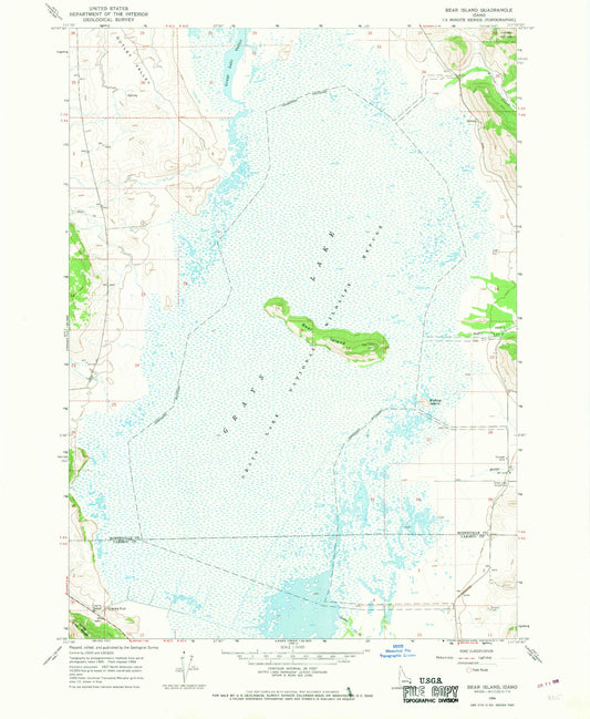 Classic USGS Bear Island Idaho 7.5'x7.5' Topo Map Image