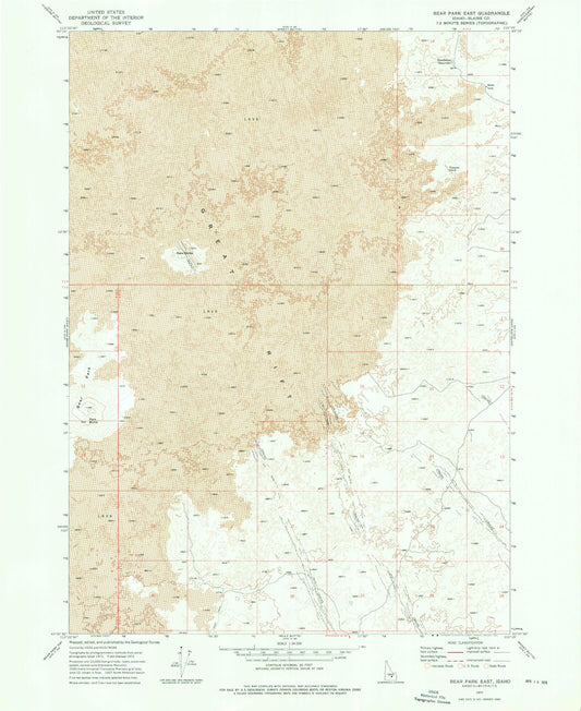 Classic USGS Bear Park East Idaho 7.5'x7.5' Topo Map Image