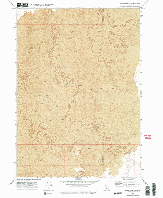 Classic USGS Bear Park SW Idaho 7.5'x7.5' Topo Map Image