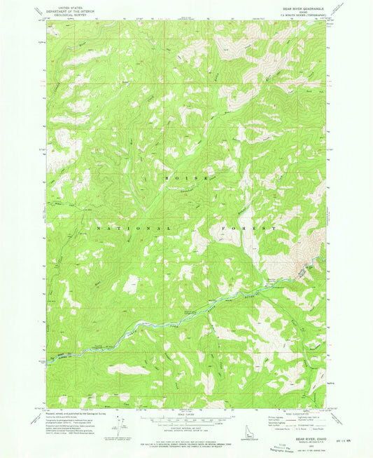 Classic USGS Bear River Idaho 7.5'x7.5' Topo Map Image