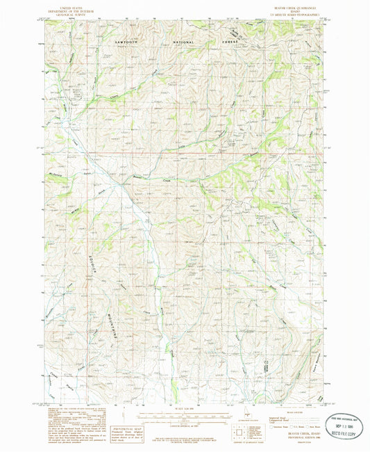 Classic USGS Beaver Creek Idaho 7.5'x7.5' Topo Map Image