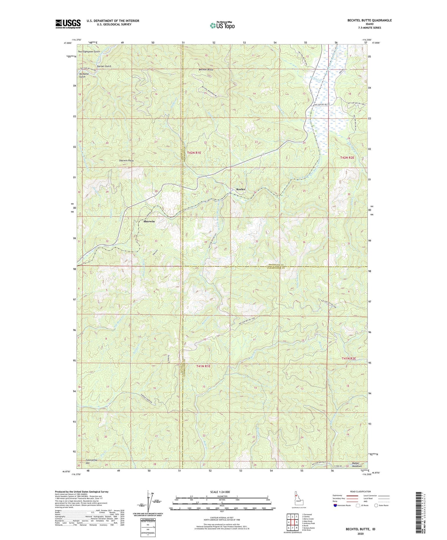 Bechtel Butte Idaho US Topo Map Image
