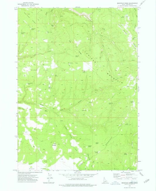 Classic USGS Bedstead Ridge Idaho 7.5'x7.5' Topo Map Image