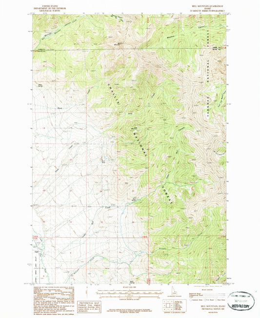 Classic USGS Bell Mountain Idaho 7.5'x7.5' Topo Map Image