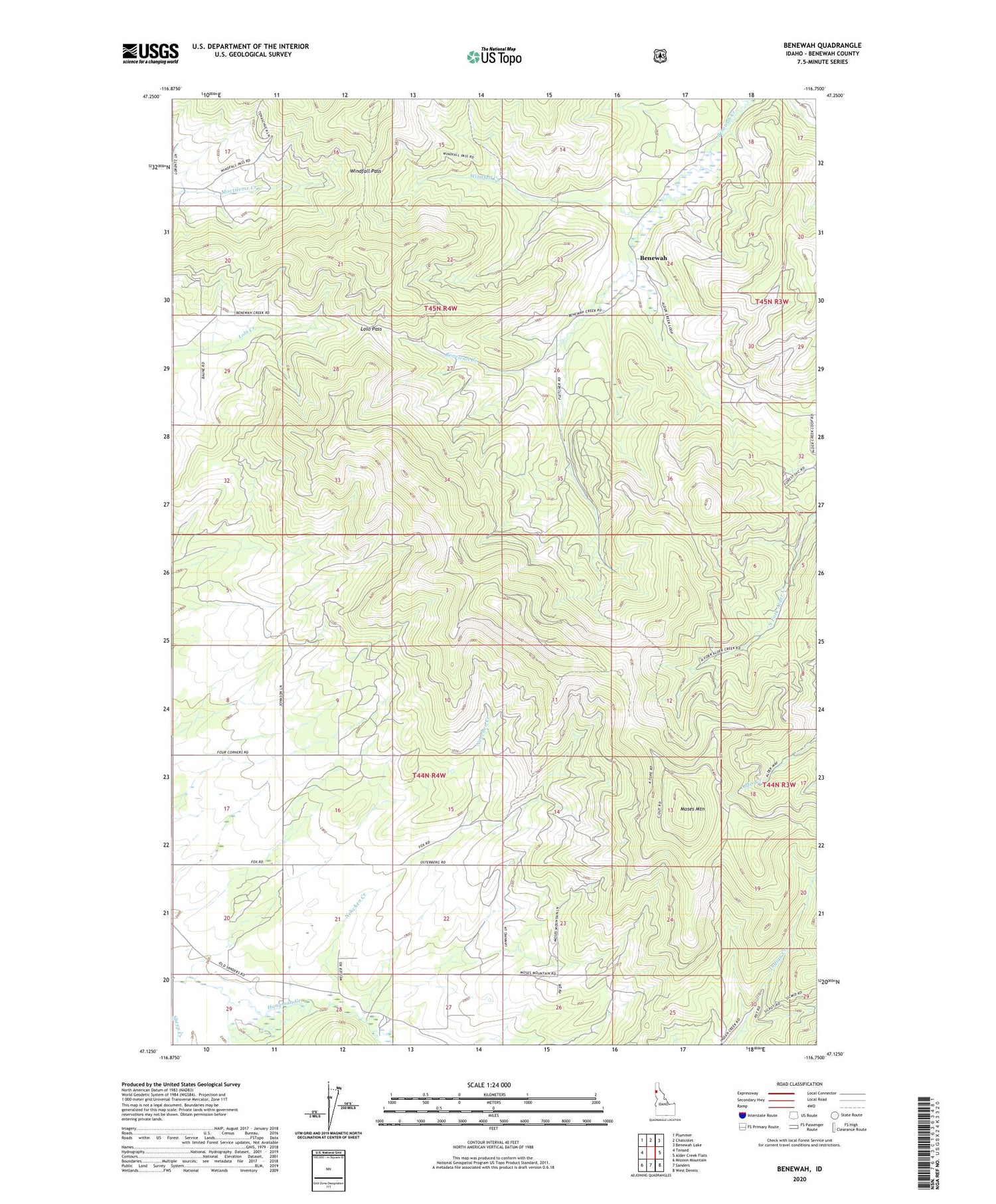Benewah Idaho US Topo Map Image