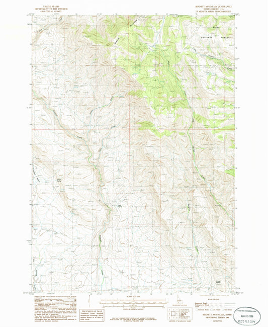 Classic USGS Bennett Mountain Idaho 7.5'x7.5' Topo Map Image