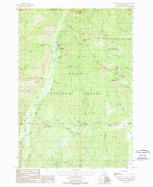 Classic USGS Bernard Mountain Idaho 7.5'x7.5' Topo Map Image