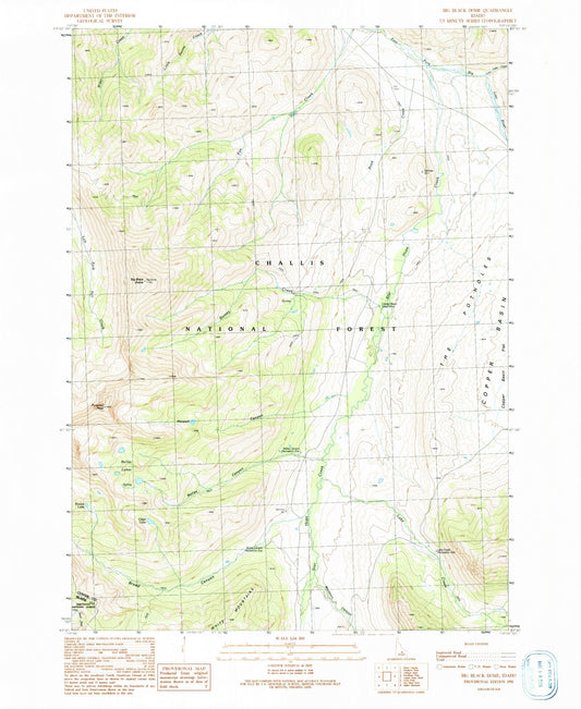 Classic USGS Big Black Dome Idaho 7.5'x7.5' Topo Map Image