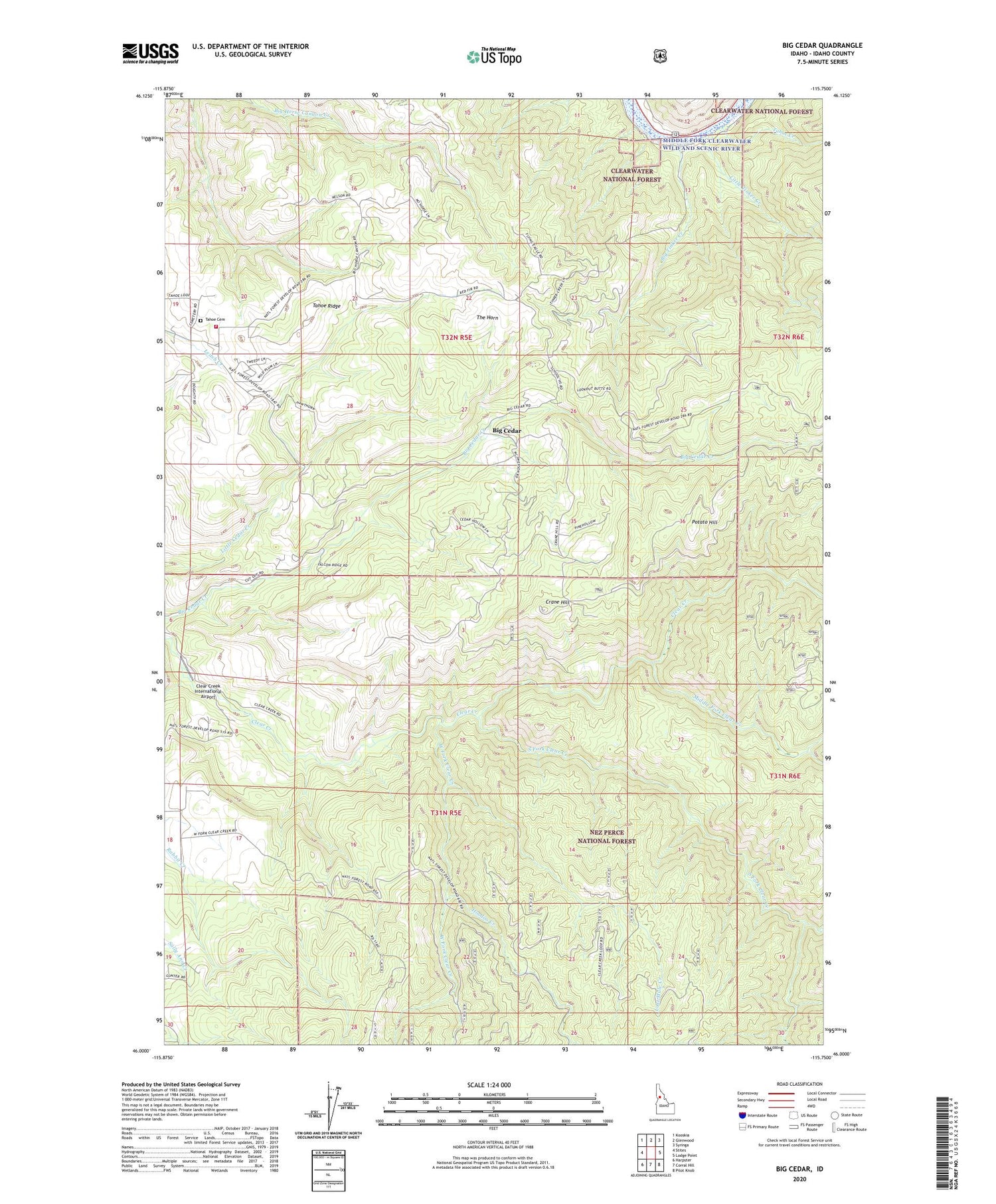 Big Cedar Idaho US Topo Map Image