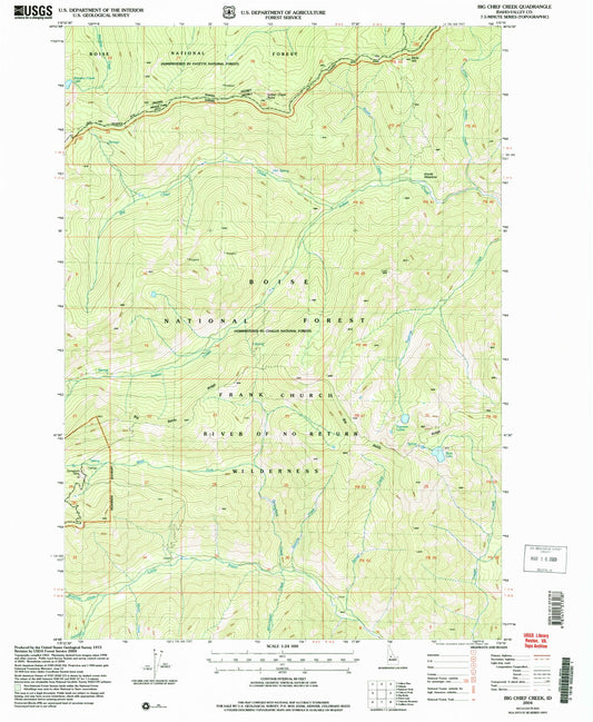 Classic USGS Big Chief Creek Idaho 7.5'x7.5' Topo Map Image