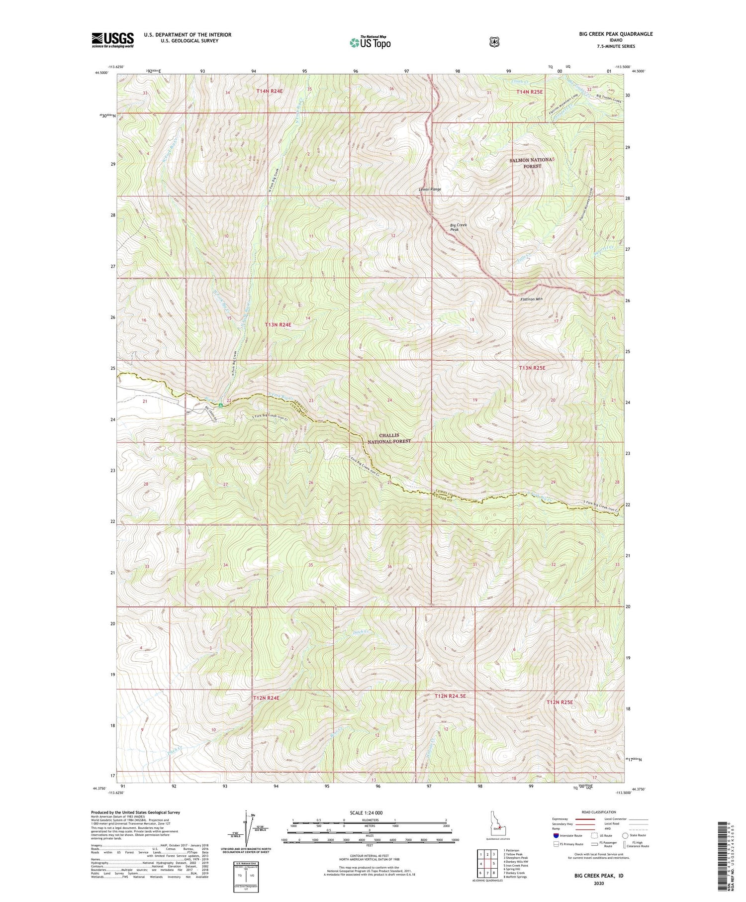 Big Creek Peak Idaho US Topo Map Image