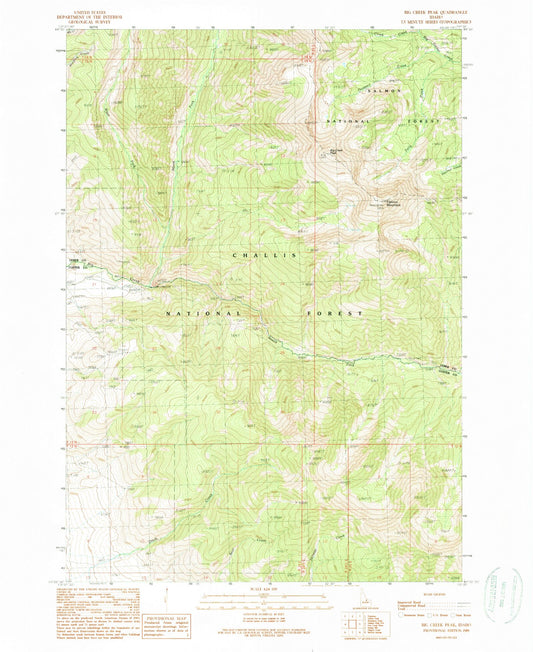 Classic USGS Big Creek Peak Idaho 7.5'x7.5' Topo Map Image