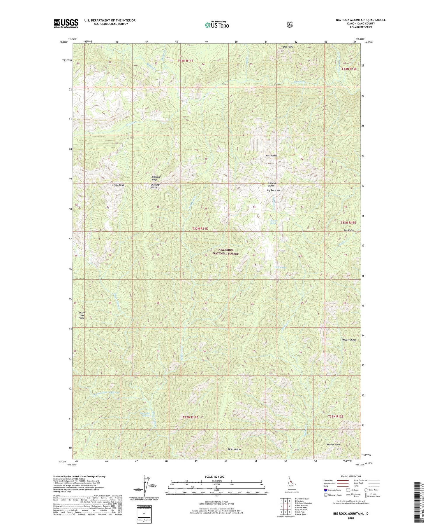 Big Rock Mountain Idaho US Topo Map Image