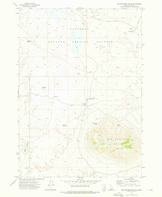 Classic USGS Big Southern Butte Idaho 7.5'x7.5' Topo Map Image