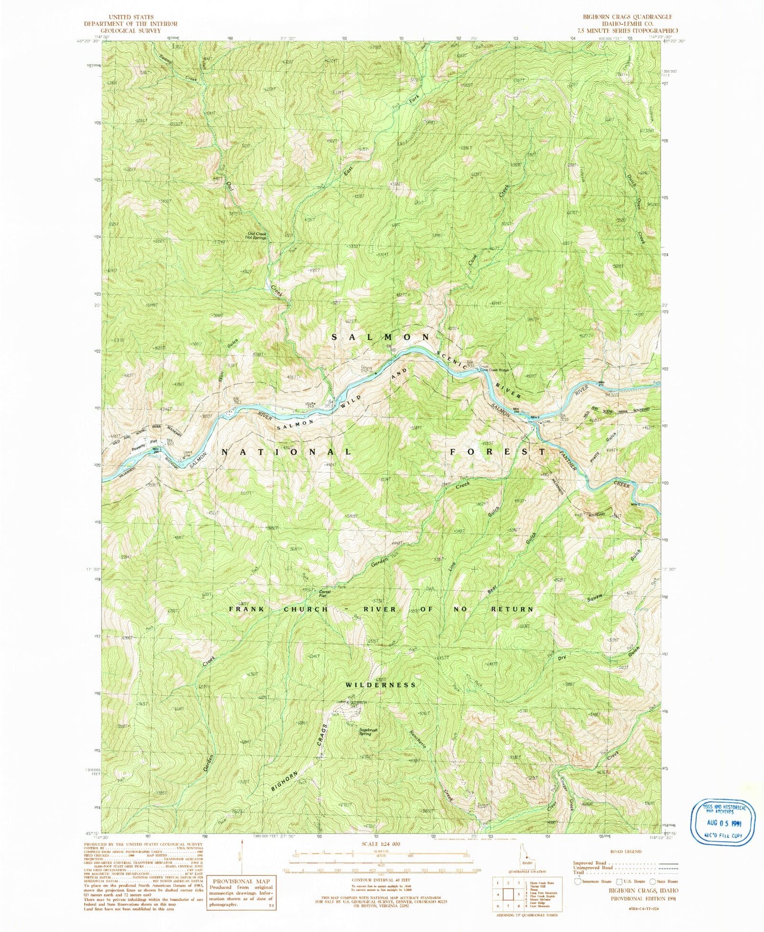 Classic USGS Bighorn Crags Idaho 7.5'x7.5' Topo Map Image