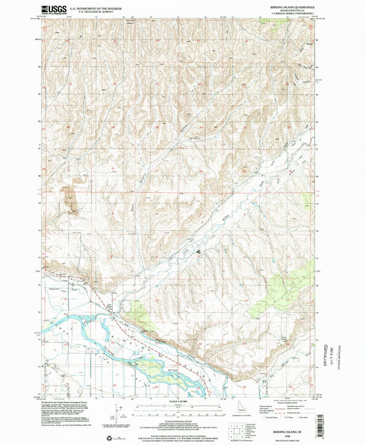 Classic USGS Birding Island Idaho 7.5'x7.5' Topo Map Image