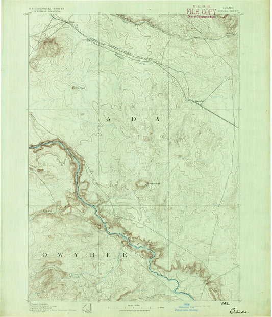Historic 1892 Bisuka Idaho 30'x30' Topo Map Image
