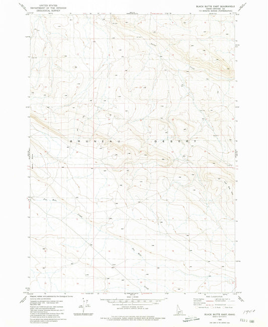 Classic USGS Black Butte East Idaho 7.5'x7.5' Topo Map Image